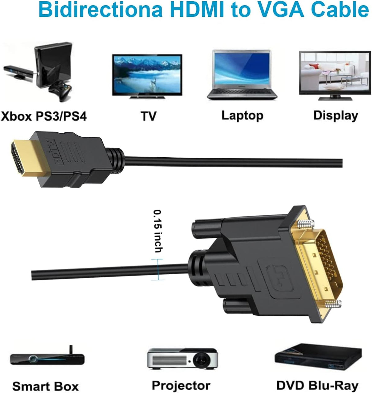 UV-CABLE 5-Pack, 6 1080P (5, HDMI to DVI Cable Ft Bidirectional DVI-D to HDMI Male to Male High Speed Adapter Cable