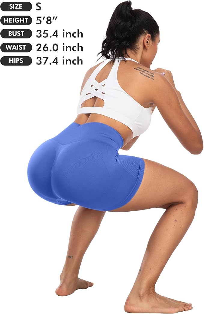 CHRLEISURE Women's 4 Packs Workout Gym Shorts, High Waisted Butt Lifting Scrunch Butt Seamless Booty Shorts