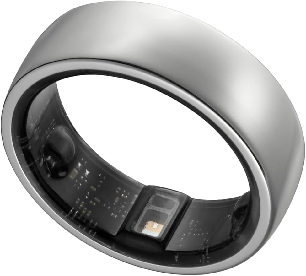 Smart Ring, Activity Trackers, Sleep Ring, Fitness Tracking, Stress Tracker, Heart Rate, Meditation, Temperature, Respiratory, No App Subscription, Women, Men, iOS, Android (Silver, 6)