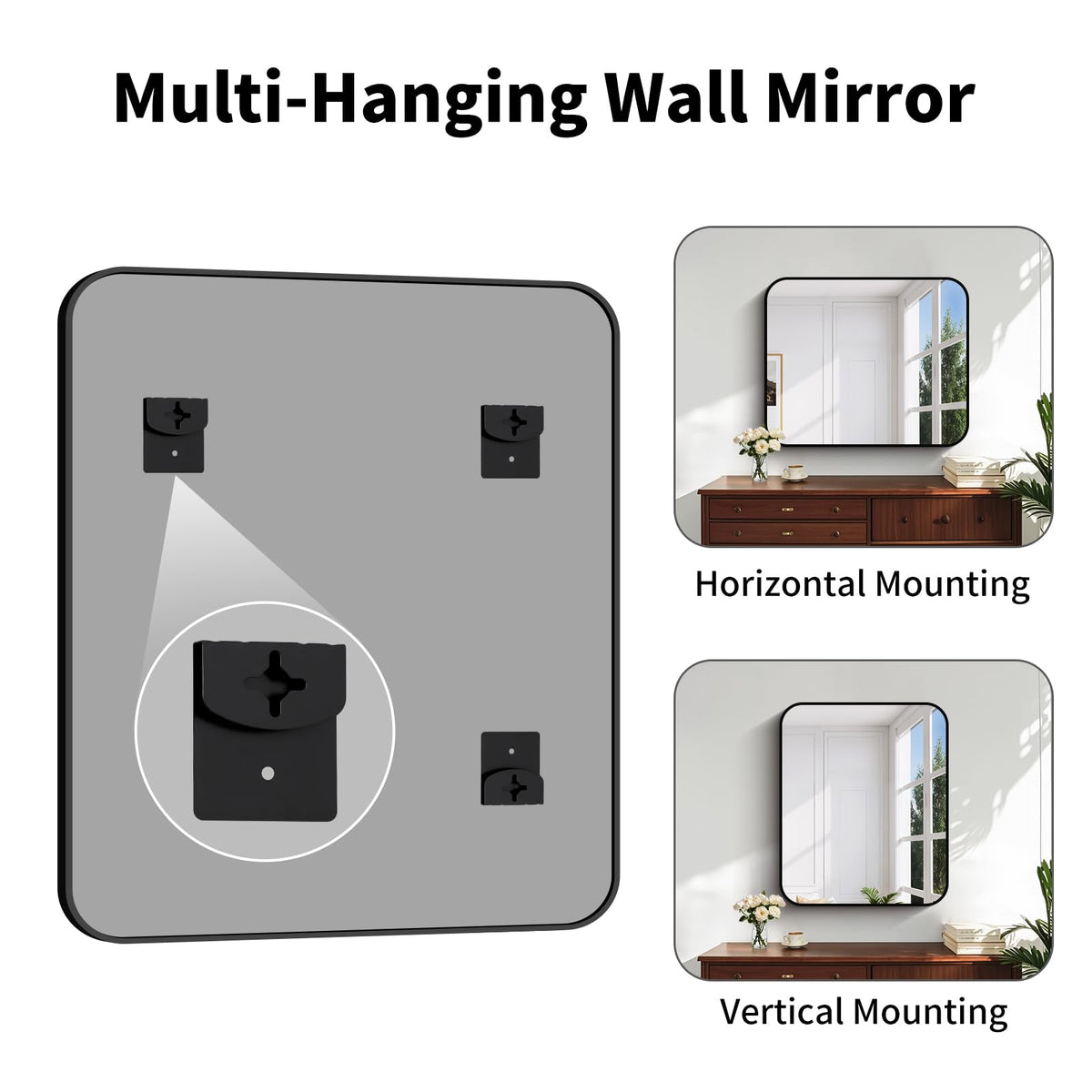 Koonmi Black Framed Bathroom Mirror - 30x36 Inch Shatterproof Tempered Glass Vanity Mirror for Bathroom Sink, Wall Mounted with Matte Aluminum Alloy Frame, No Distortion, Modern Decor