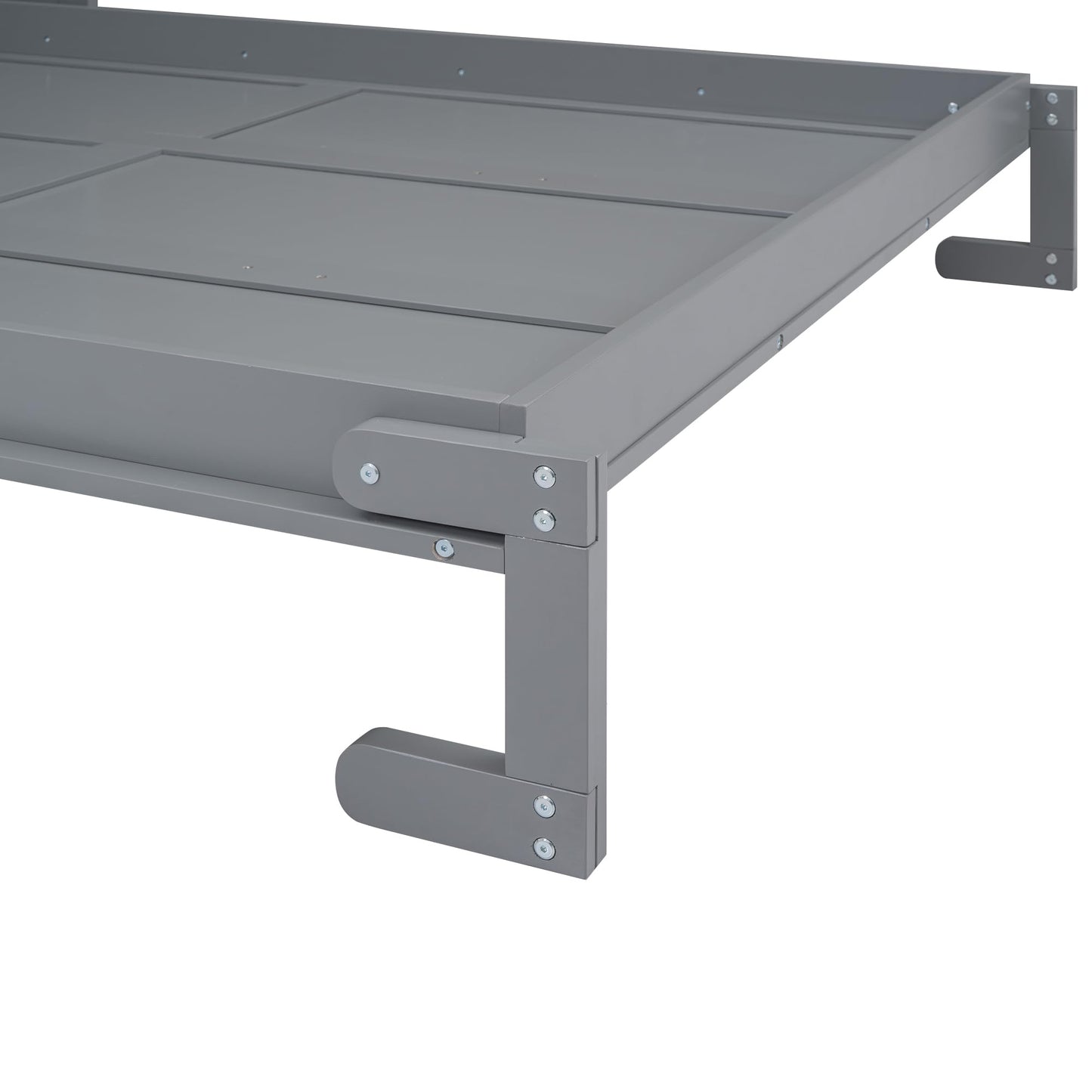 Bellemave Queen Size Murphy Bed with a Shelf, Easy Fold Wood Wall Bed, Space-Saving Wall Bed for Guest Room or Home Office, No Box Spring Needed, Noise Free (Gray)