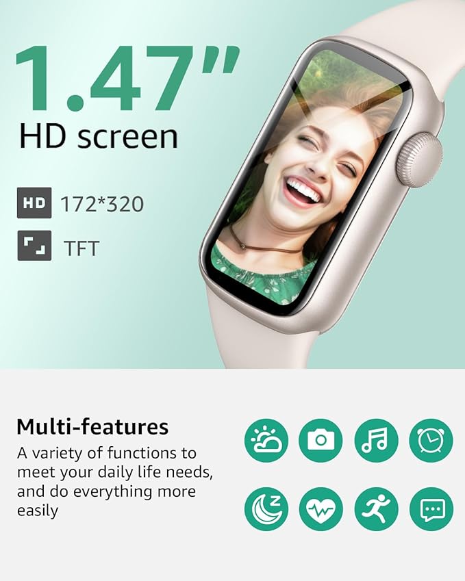 IMFRCHCS Fitness Tracker,Smart Watch with 1.47" Touch Display,137+Sport Modes Fitness Watch with Heart Rate Sleep Monitor, Step Counter,IP68 Waterproof Activity Trackers for Women Men