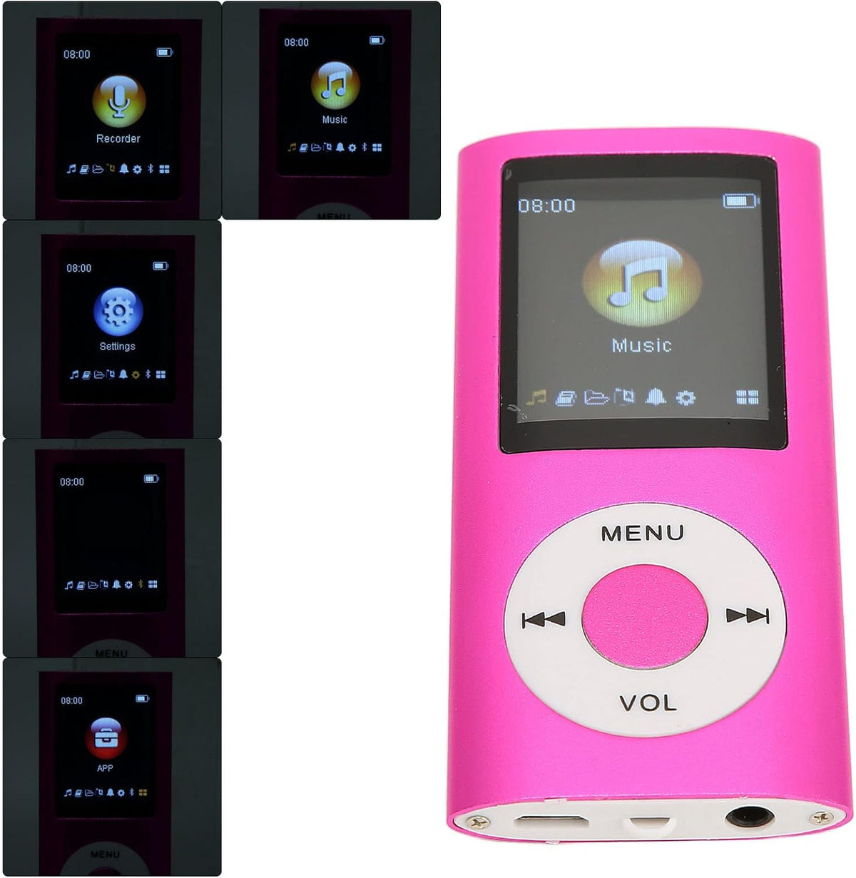 SUNGOOYUE MP3 64GB, 1.8 inch Player Support Memory Card Up to Mini Portable Lossless Sound HD Screen Music Player