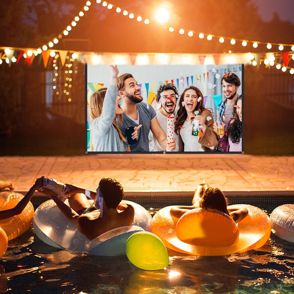 StepOK 16:9 60"|72"|84"|100"|120"|150" (60 inch Projector Screen, White Projector Screen, No Crease Home Theater
