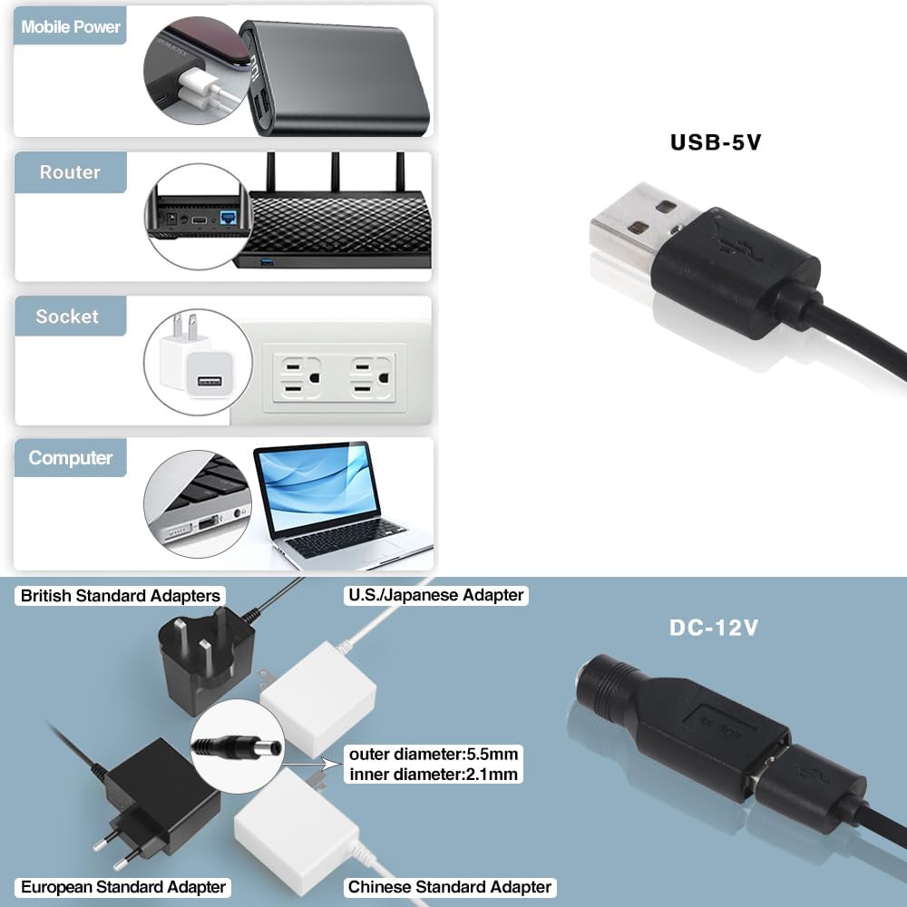 xiaoqijia 140mm 10 5V 12V IPX5 Dual Quiet Fan with Speed USB Fan DC Waterproof Fan PC Fan Portable Cooling Fan