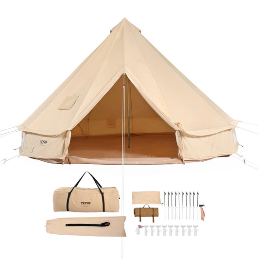 VEVOR Canvas Bell Tent, 4 Seasons 3 m/9.8ft Yurt Tent, Canvas Tent for Camping with Stove Jack, Family Camping Outdoor Hunting Party
