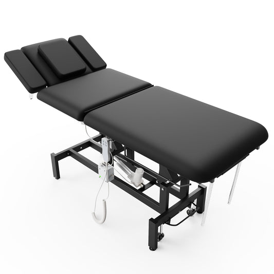 Dolonm 2 Motors Electric Massage Table, Hydraulic Electric Lift Adjustable Waist and Height Lifting Functions for Treatment, Physical Therapy, Spinal Massage, Facial Spa, Waxing, Tattooing - Black