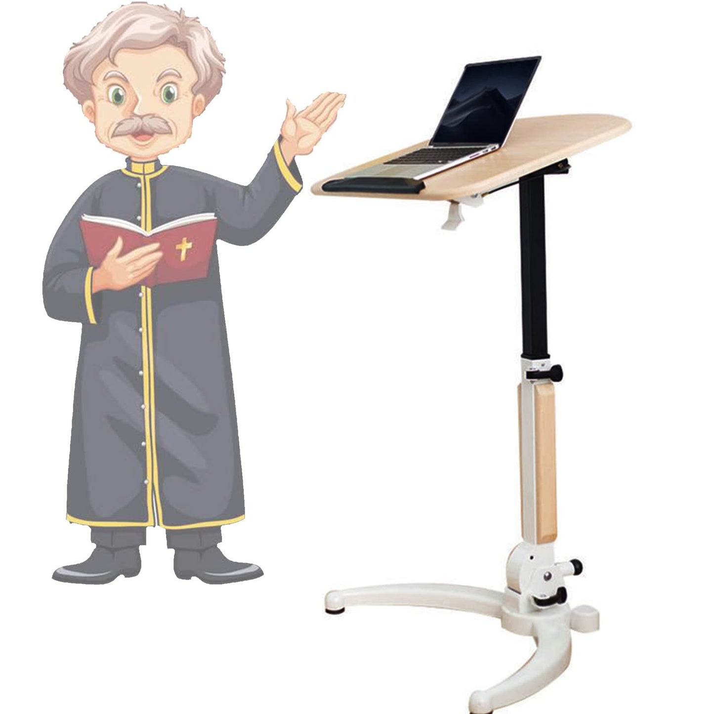ZEELYDE Lectern Podium Stand,Lecture Stage, Conference Table, Standing Desk, Stand Mobile Standing Lift Multifunctional Folding Desk, Free Speech Bedside Table,B