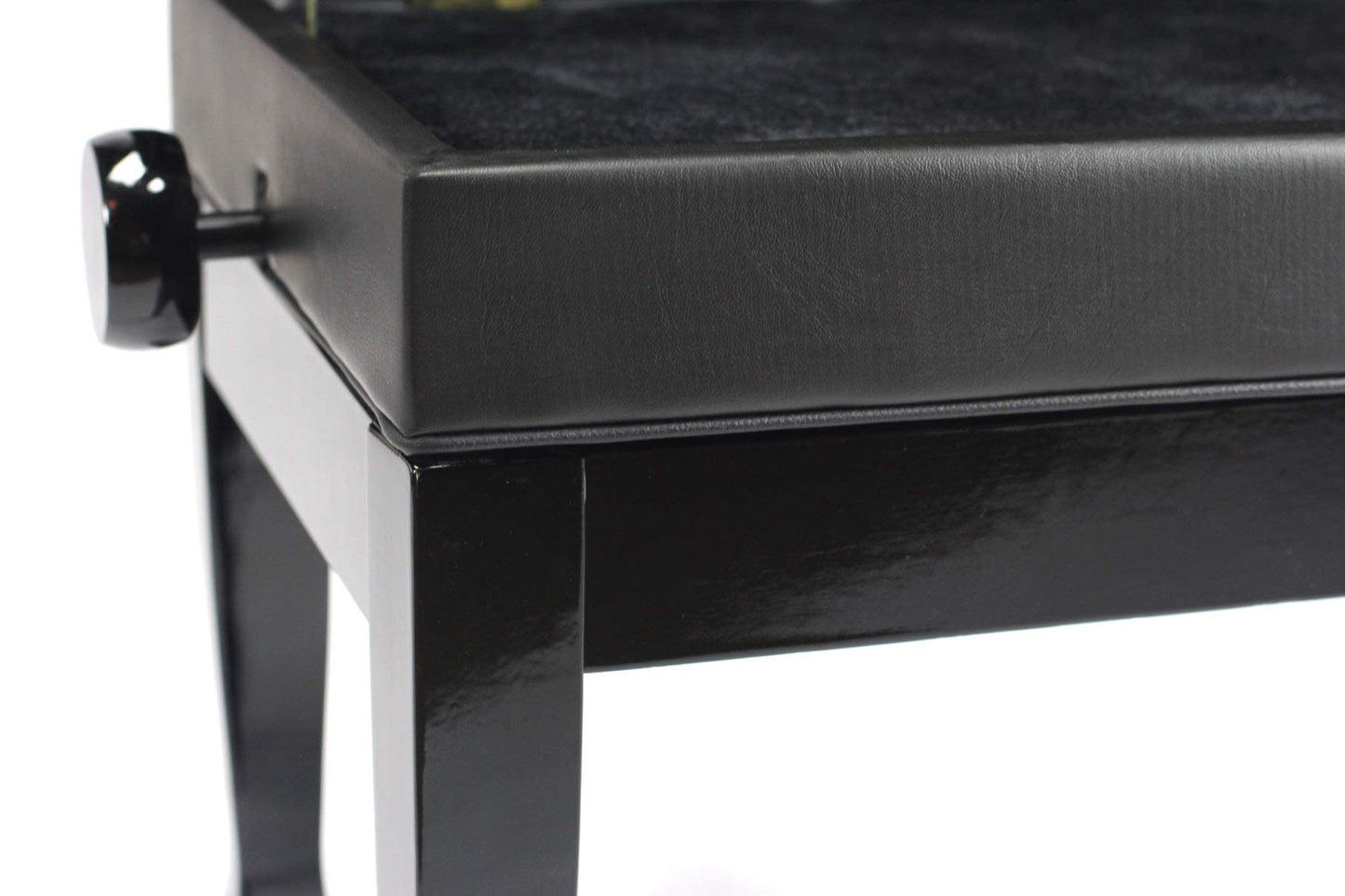 Griffin Piano Bench (Genuine Leather Plus Series) – Oversize Duet Keyboard Stool with Black Wood Frame, 2-Person Seat, Storage for Music Books & Vanity Use