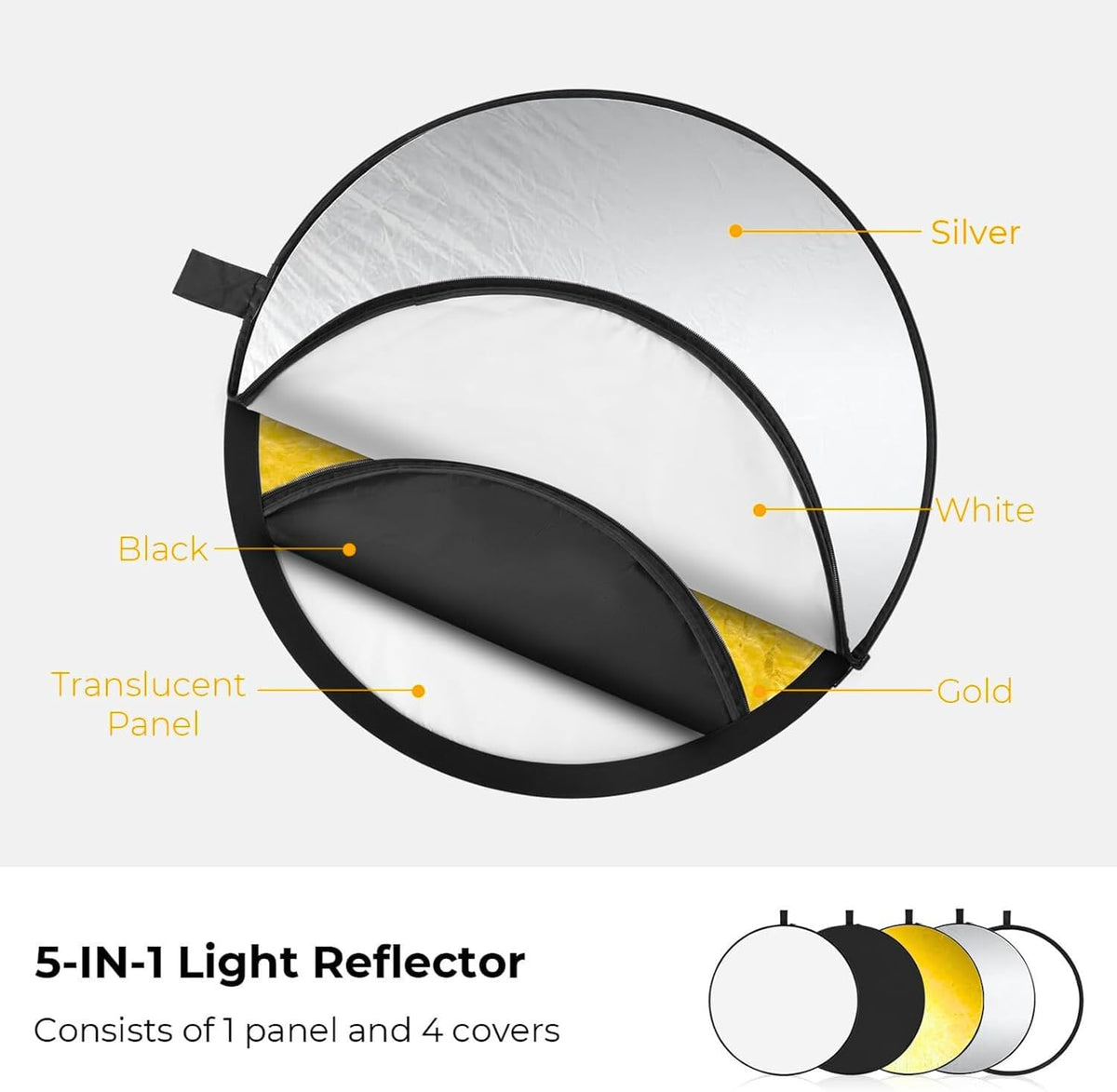 SuperRC 5 1 24'' in Photo Collapsible Photography Reflector Portable Camera Panel for Studio Outdoor Lighting Indoor