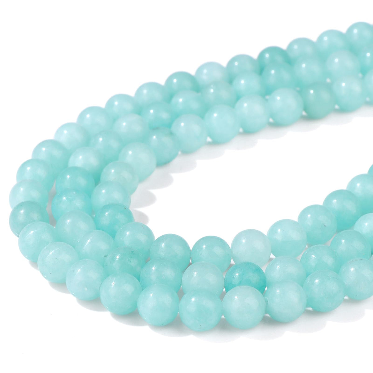 Risyfjew 50PCS 8mm Natural Aquamarine Beads Gemstone Round Loose Beads for Jewelry Making Chakra Crystal Stone Beads for Bracelets Necklace Earrings Making Supplies (50pcs/Strand)