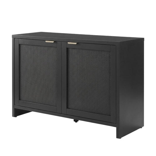 Furnifact Gray Record Player Cabinet with Vinyl Storage, Durable Wood, Stylish Design, Compact, Functional for Entertainment Centers