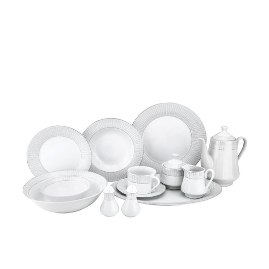 Euro Porcelain 57-pc Banquet Dinnerware Set, Luxury China Tableware, Service for 8 (1330P), 6664-20