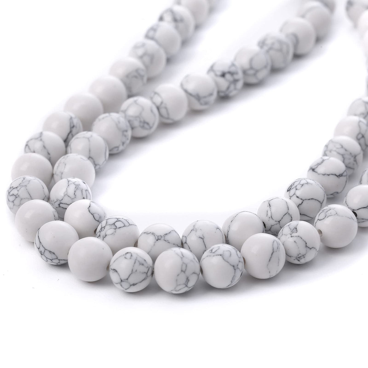 36PCS 10MM White Howlite Turquoises Round Loose Beads Natural Gemstone Beads for Jewelry Making DIY Bracelet Necklace 15"