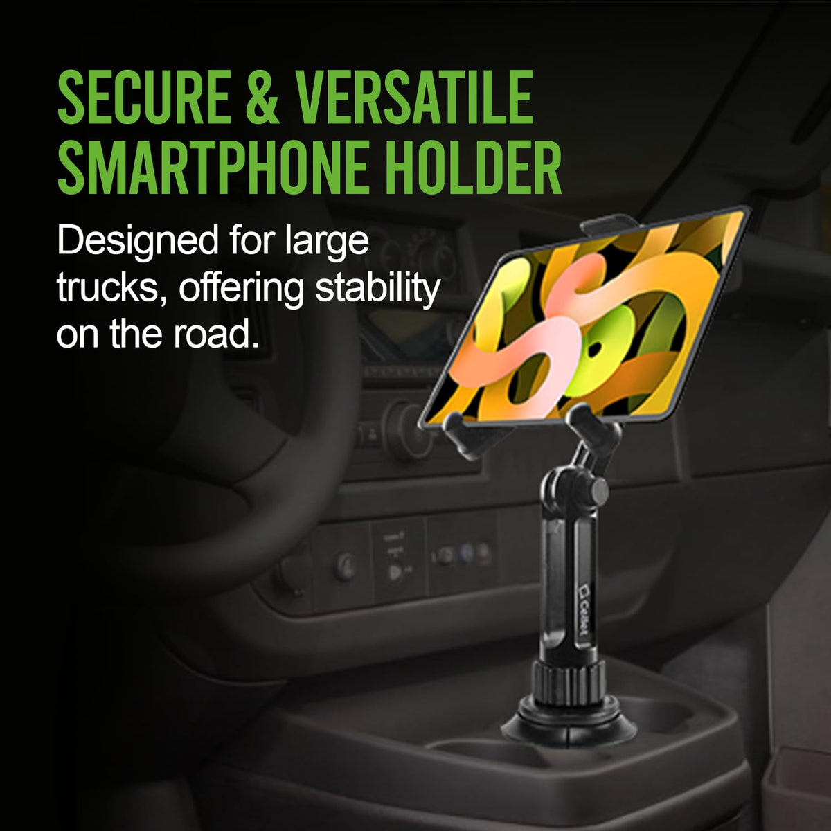 Cellet Cup Holder Tablet Mount, Car Cradle Holder Compatible for All iPad, Pro, Air, Mini Samsung Galaxy Tablet, Amazon Fire Microsoft Surface