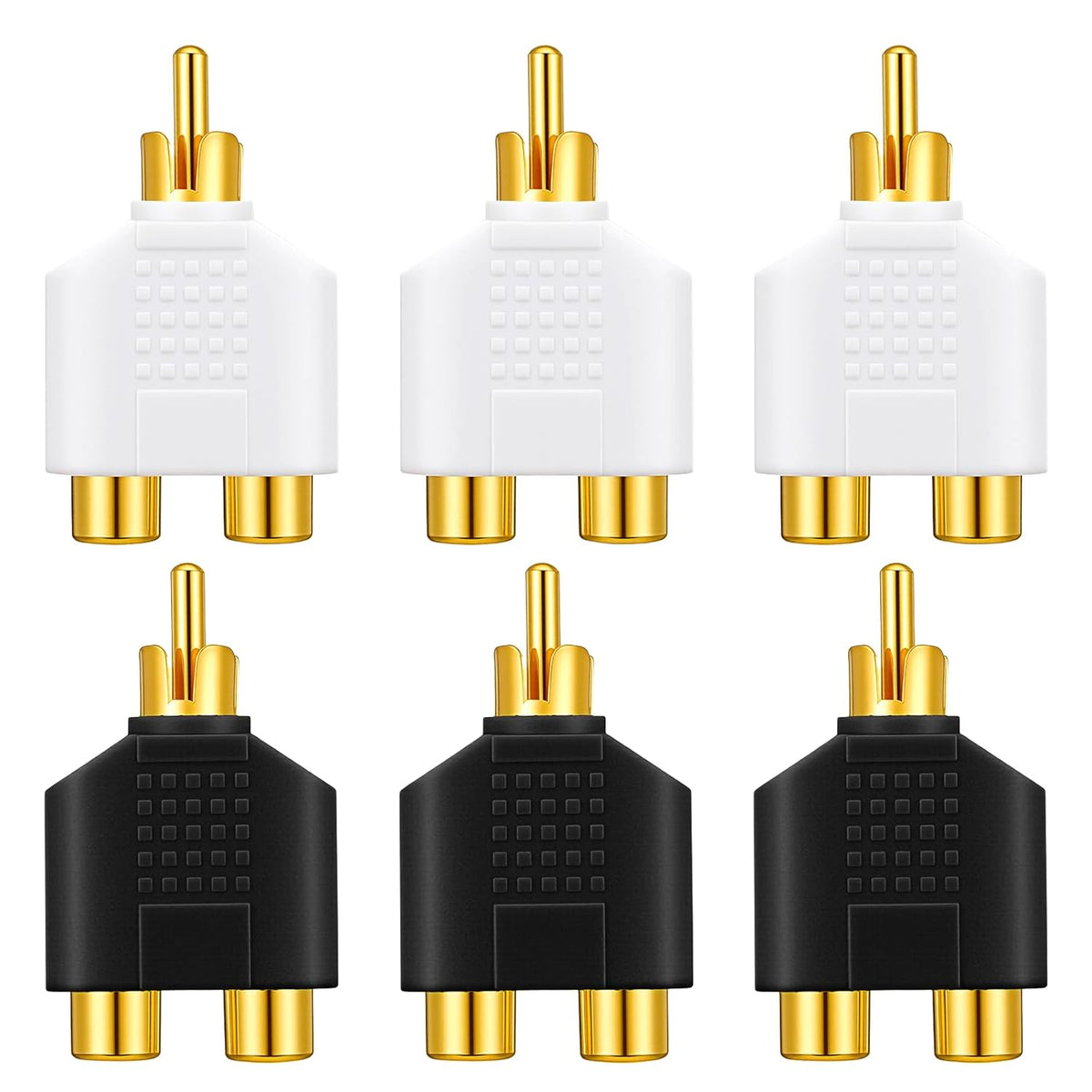 Xyembu 6Pcs 1 2 RCA Y Splitter Adapter Male Female Audio Video Y Splitter Adapters for Audio Video Av TV Cable