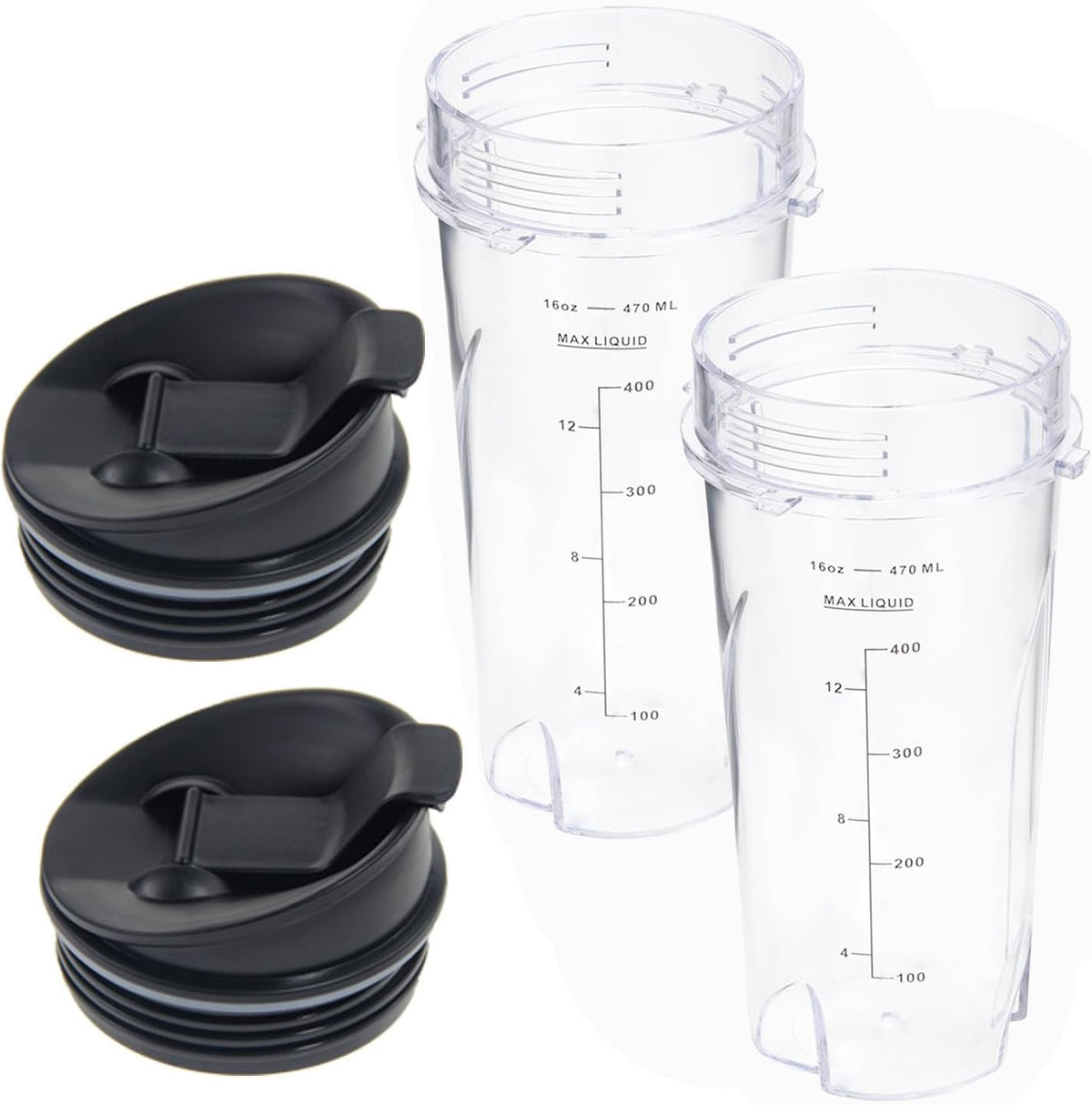Ninja 16oz Replacement Cups - Compact Personal Blender Cup Set with Seal Lids | 2 Pack for BL770, BL780, BL660