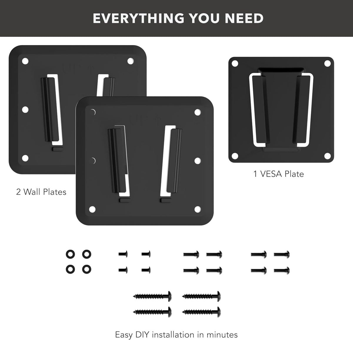 Mount-It! 0.7" 13-43" 30 lbs, 75x75 100x100, RV TV Mount, Rust-Proof Polymer, Dual Wall Plates & Quick-Release