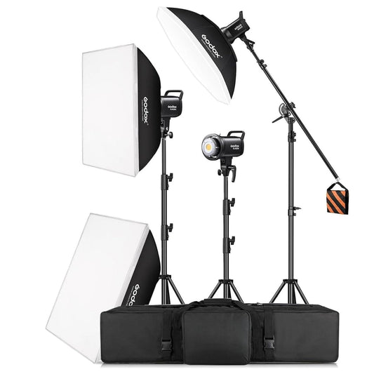 Godox 3 Pack SL-60II bi 180W CRI95+ White Continuous Output Lighting LED Video Light Bowens Mount Kit for YouTube,Video Shooting,Studio,Children Photography,Wedding &Softbox,Light Stand,Carrying Bag