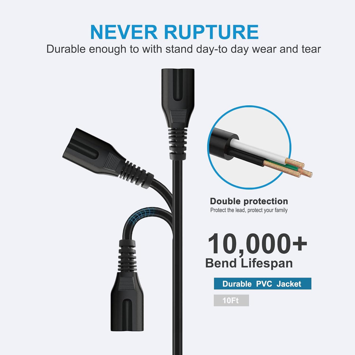 YCWZZH 10FT 2 24" 32" 40" 42" 43" 48" 50" 55" 60" 65" 75" 85" Inch 55s405 43s425 50s425 Prong TV Power Cable Cord
