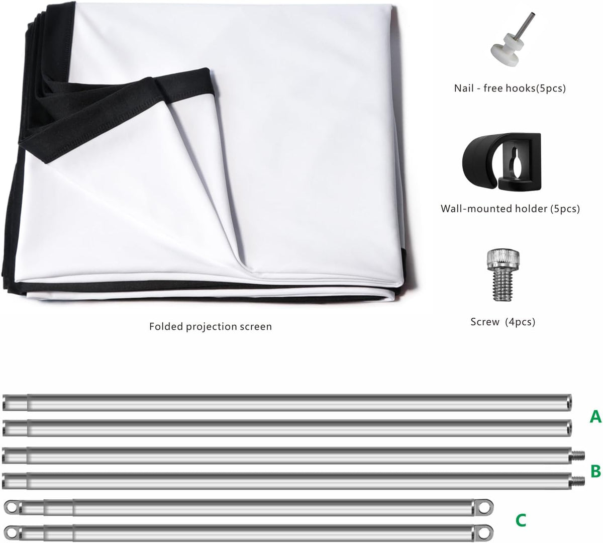 Yandood 16:9 4K (70 inch) Foldable Projector Screen with Stainless Steel Telescopic Rod Combination Frame HD