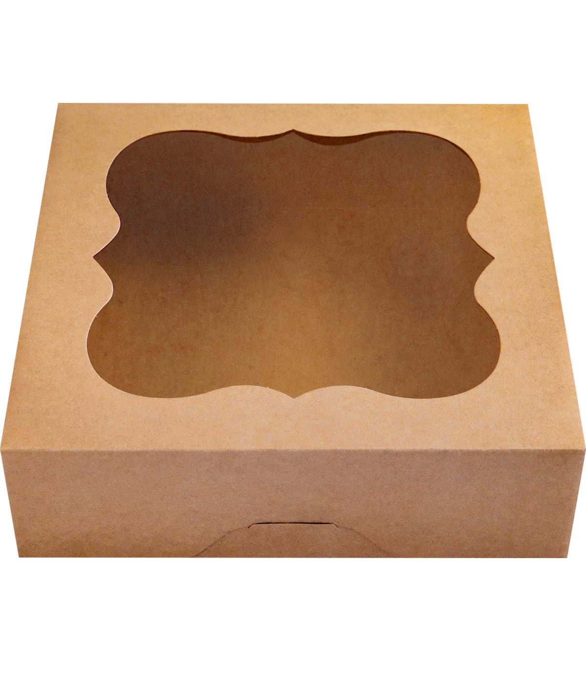 CHERRY 15-Pack 10"x10"x3"Brown Bakery Boxes with PVC Window for Pie and Cookies Boxes Small Natural Kraft Paper Box 10x10x3inch Pack of 15