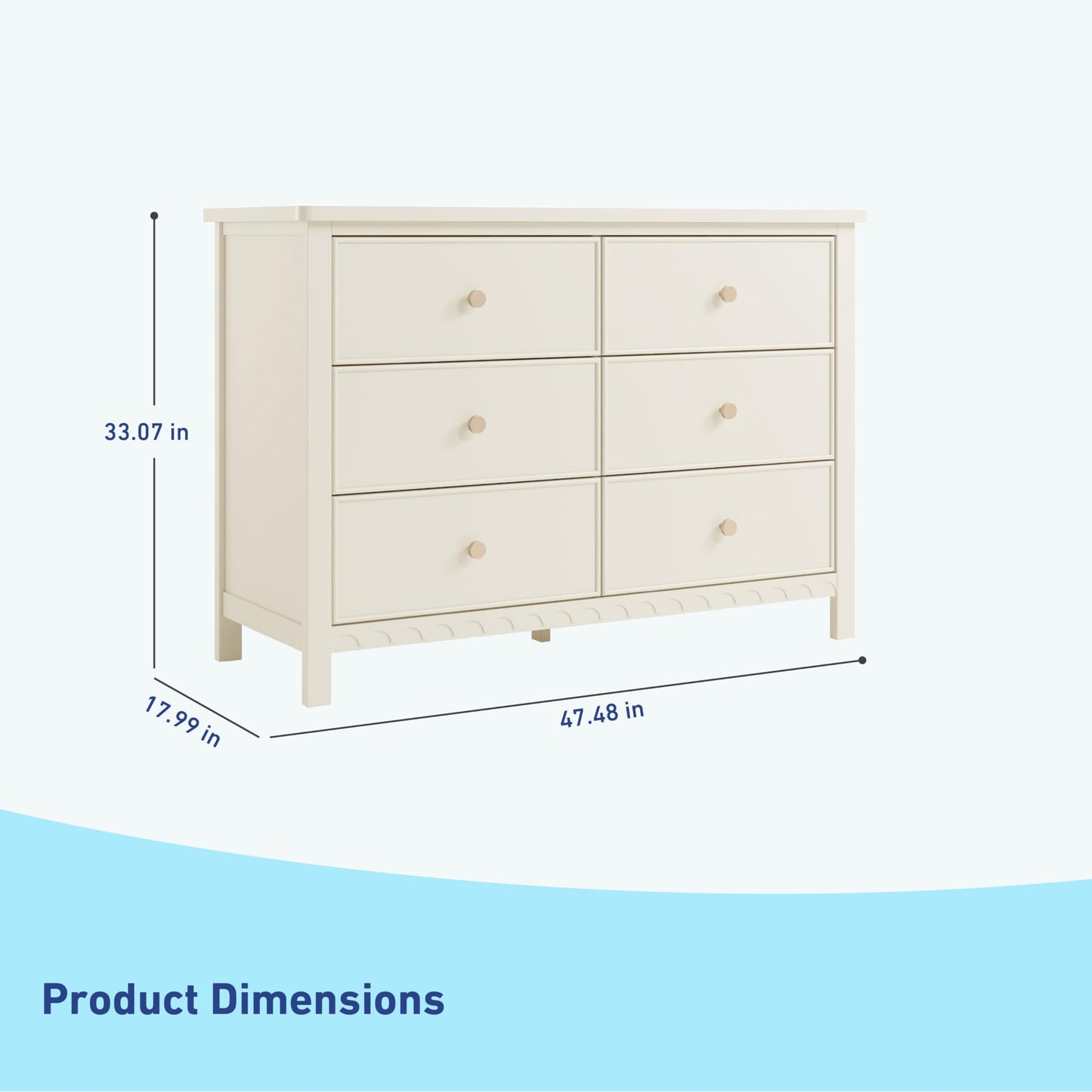 Graco Sasha 6 Drawer Dresser (Frosted Oat) – GREENGUARD Gold Certified, Wood Storage for Nursery or Kids’ Room, Safe Interlocking Drawer System & Easy Assembly with Pre-Installed Tracks