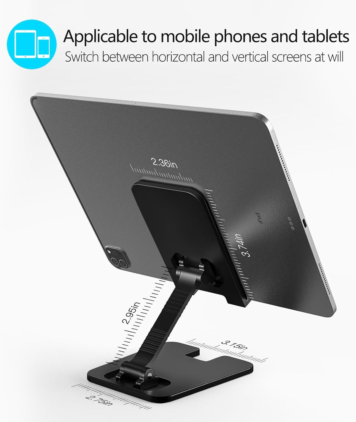 Amzpas 17 16 15 14 13 12 11 8, Adjustable Cell Phone Stand Metal, Foldable Desktop Cellphone Stand with Anti-Slip Base