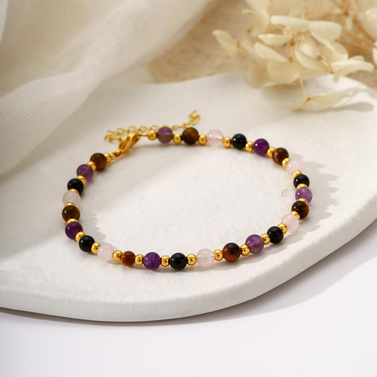Kenailw Anxiety Relief Items Bracelet for Women, Amethyst Depression Stress Relief Anti Anxiety Gifts Spiritual Jewelry Natural Healing Crystals for Calm & Balance