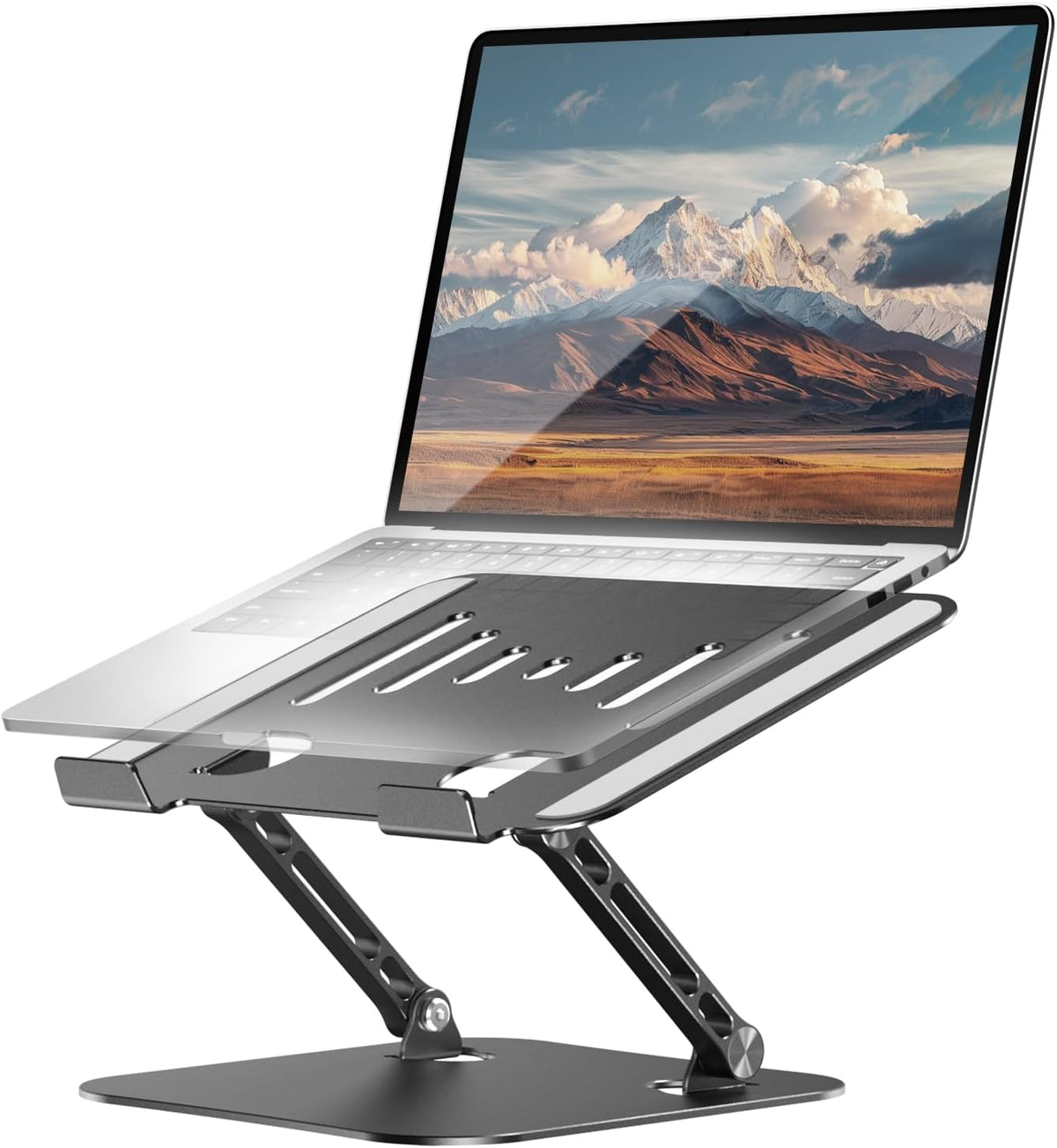 LINTYLE 1017 Inch Adjustable Laptop Stand, Aluminum Portable Laptop Riser for Desk Foldable, Ergonomic Computer