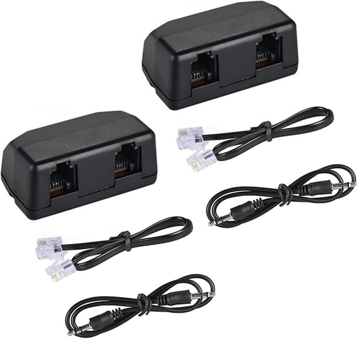 eoqo RJ11 3.5mm 2-Pack Analog Telephone Adapter Splitter for Telephone & Voice Recorder, Dual Ports