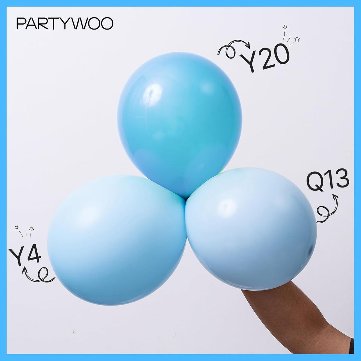 PartyWoo Light Blue Balloon Arch Kit - 85 Pcs in Various Sizes for Baby Showers & Birthdays | Aqua Blue Decor