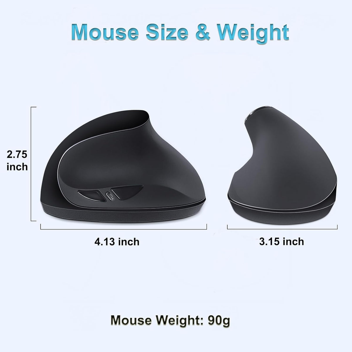 SUNGI 2.4GHz Ergonomic Wireless Mouse,Vertical Mouse Optical Mice with Adjustable DPI for Carpal Tunnel Right