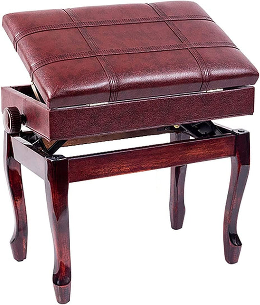 GAZOGJ Family Banquet Piano Stool Dressing Table Stool Height Adjustable Piano Bench Genuine Leather Keyboard Stool Padded Cushion Filling with High Resilience Sponge,Mahogany