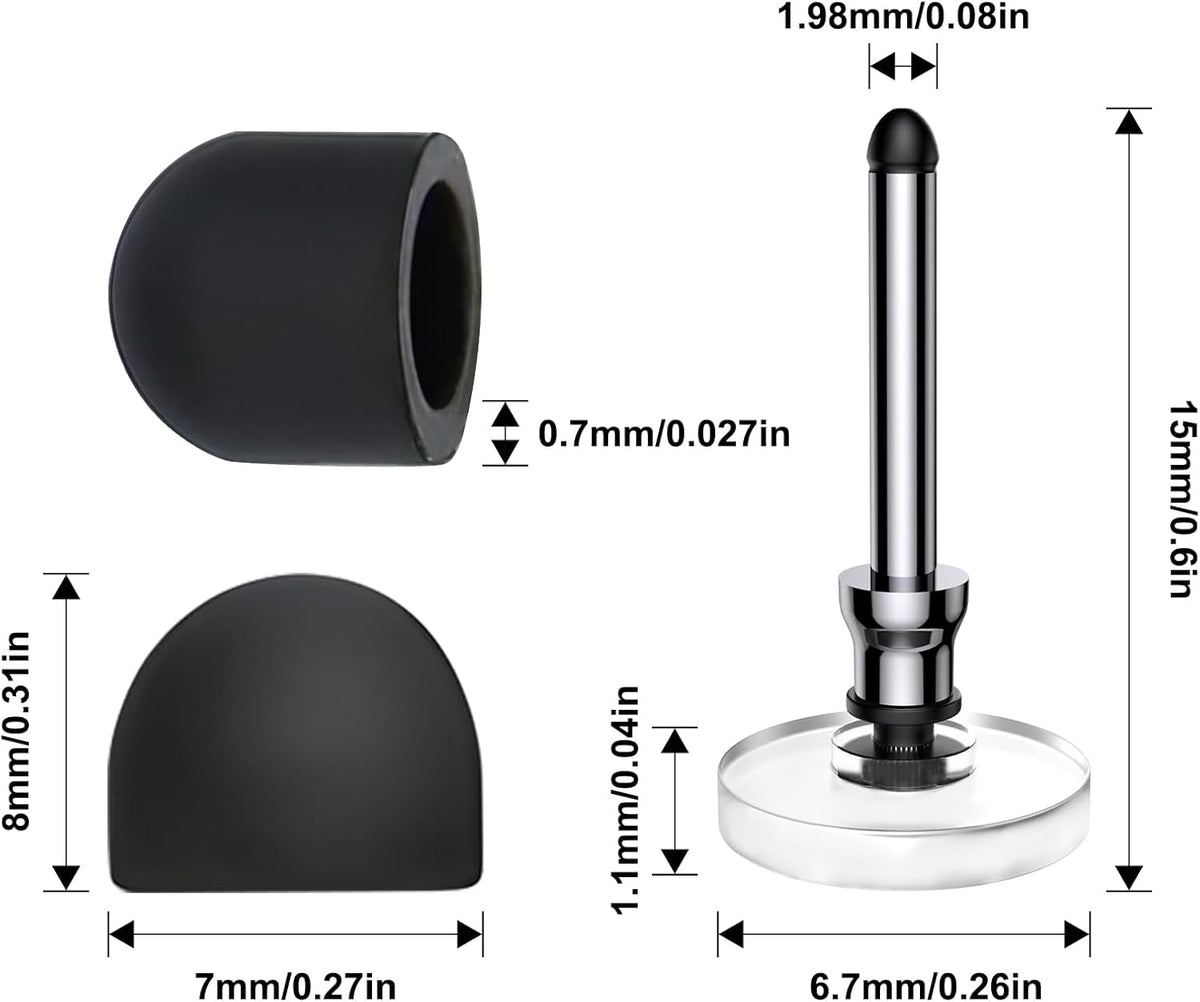 Bopomofo 10 Tips+5 Rubber Transparent Disc Trips,High Precision and High Sensitivity Stylus Replacement Tibs,Black