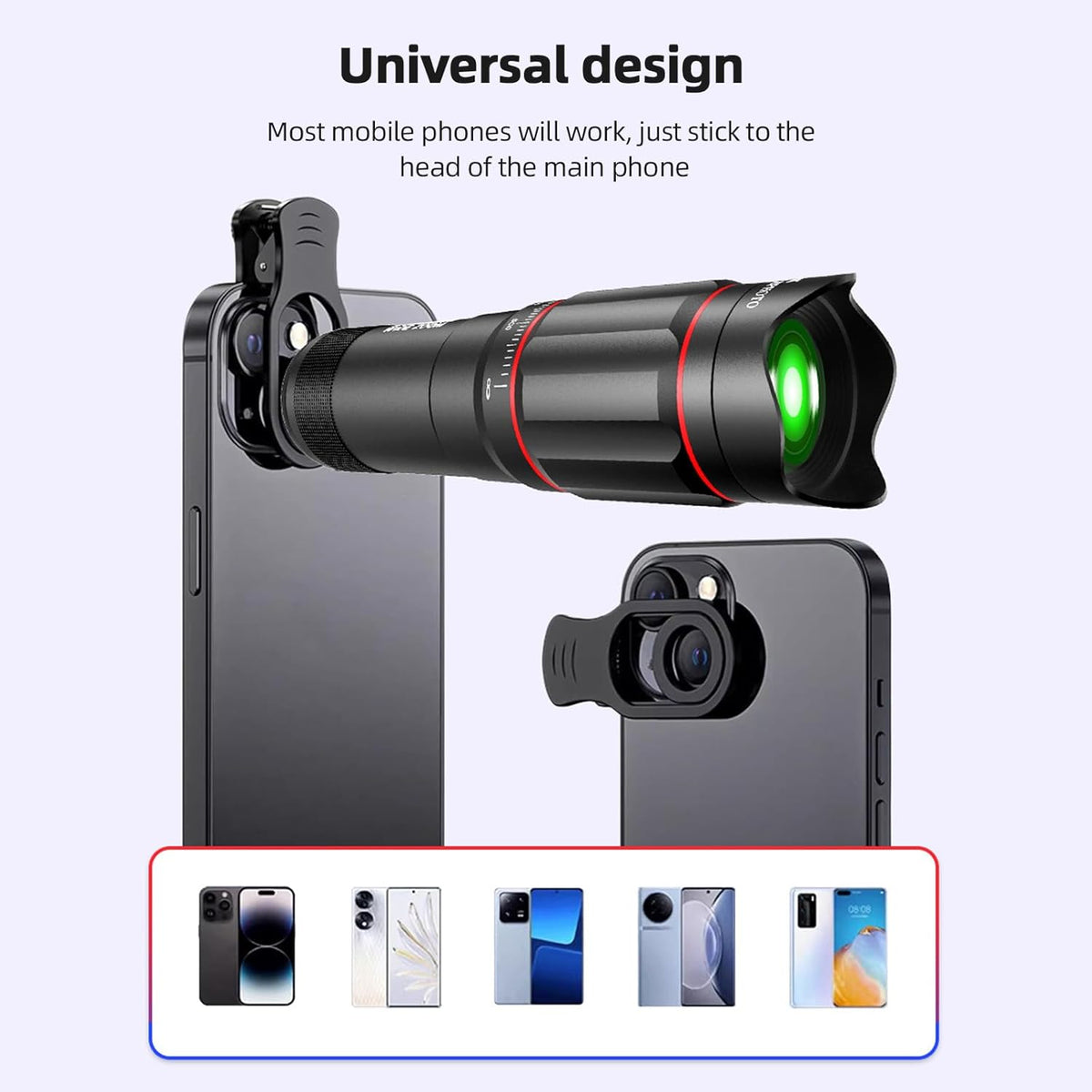 Andoer 25x 25X Macro Telephoto Smartphone Lens Kit with Phone Clip Holder, Telephoto Lens, Black