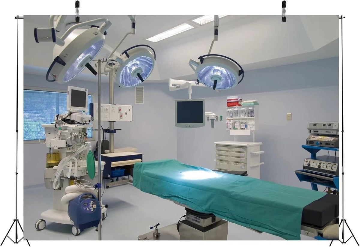 BELECO 9x6ft Hospital Backdrop Fabric Operating Room Backdrop Doctor Surgery Anesthesia Bed Sickbed Medical Equipment
