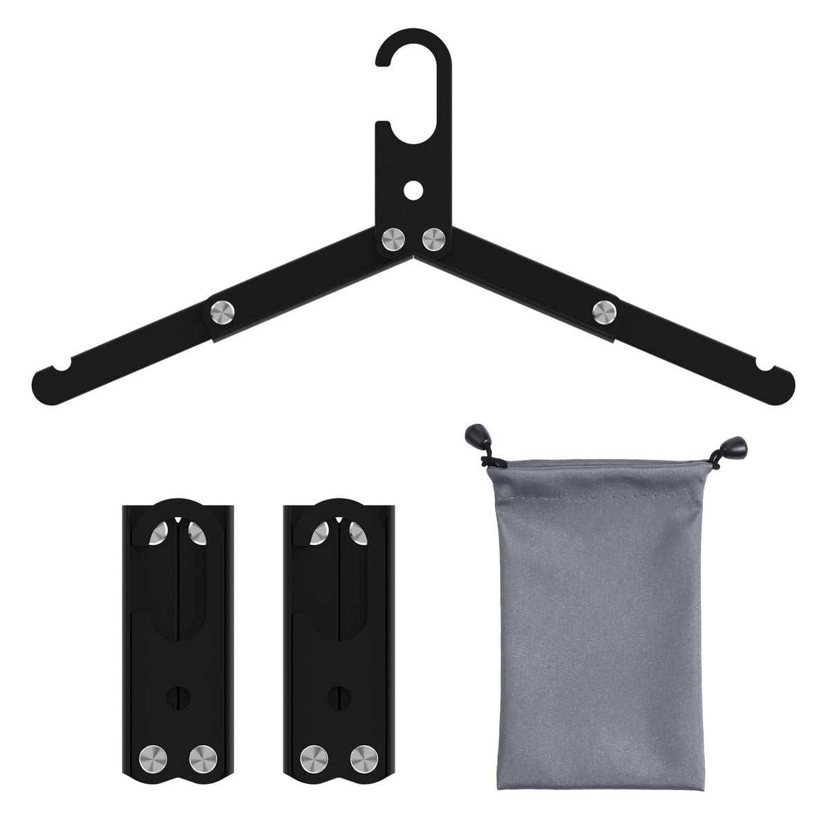 Sazfli Aluminum Foldable Travel Hangers 3-Pack – Lightweight & Durable with Gift Box, Windproof Hook – Compact Design for Outdoor, Cruise, Home (Black)