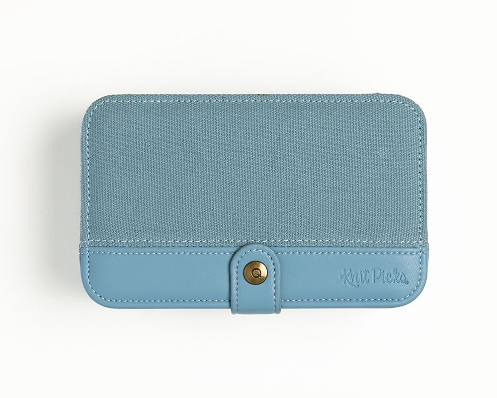 Knit Picks x dellaQ Blue Interchangeable Knitting Needles with Dusty Blue Buddy Case (Dusty Blue and Regular Blue Needles)