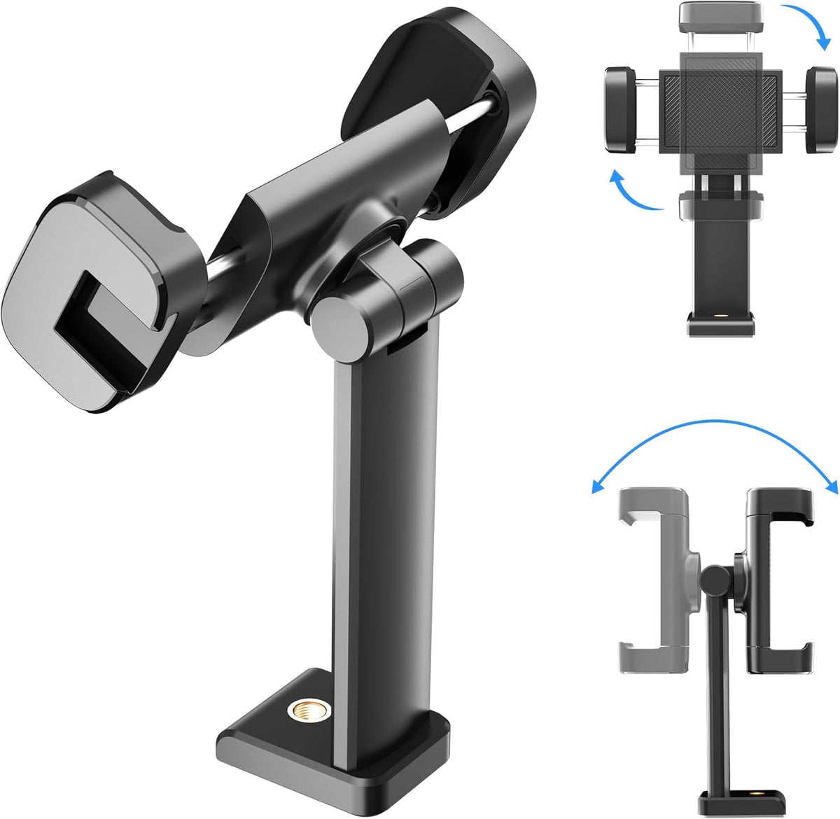 Voinap 360 180 17 16 15 S25, Phone Tripod Mount with Cold Shoe, Rotation & TiltTilting Cell Phone Clamp Adapter