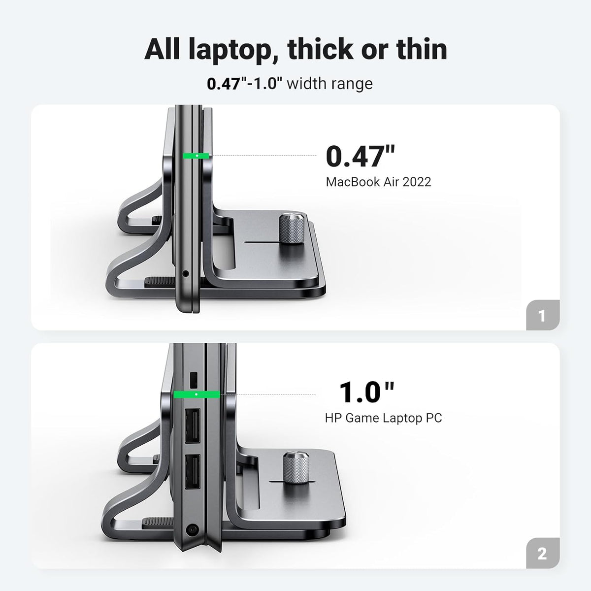 UGREEN 17.3 Inch Vertical Laptop Stand Holder for Desk Compatible with MacBook Pro, MacBook Air Stand Vertical Aluminum