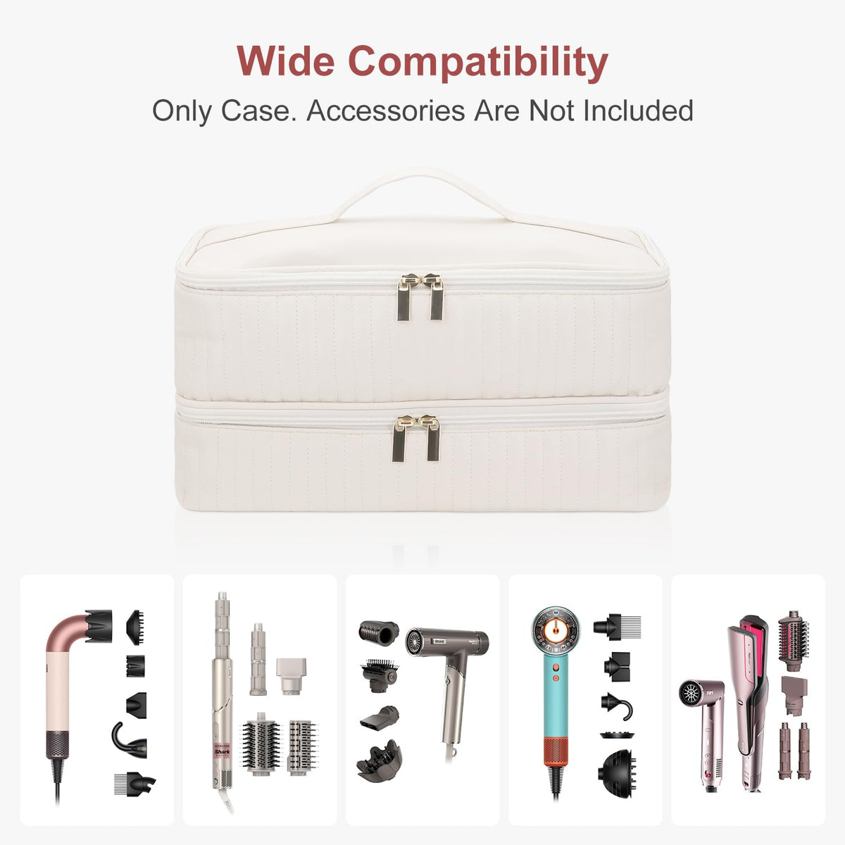 Boweike Travel Case Compatible with Dyson Airwrap id, Double-Layer Carrying Case Compatible with Dyson Airwrap Styler and Attachments, Portable Storage Bag for Shark Flexstyle/Flexfusion