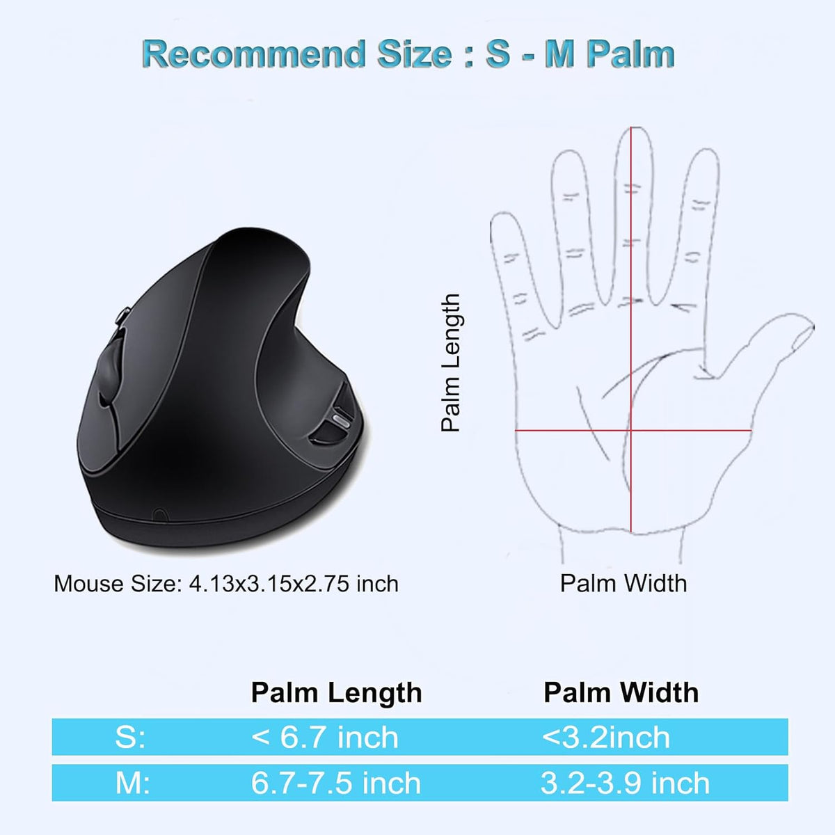 SUNGI 2.4GHz Ergonomic Wireless Mouse,Vertical Mouse Optical Mice with Adjustable DPI for Carpal Tunnel Right