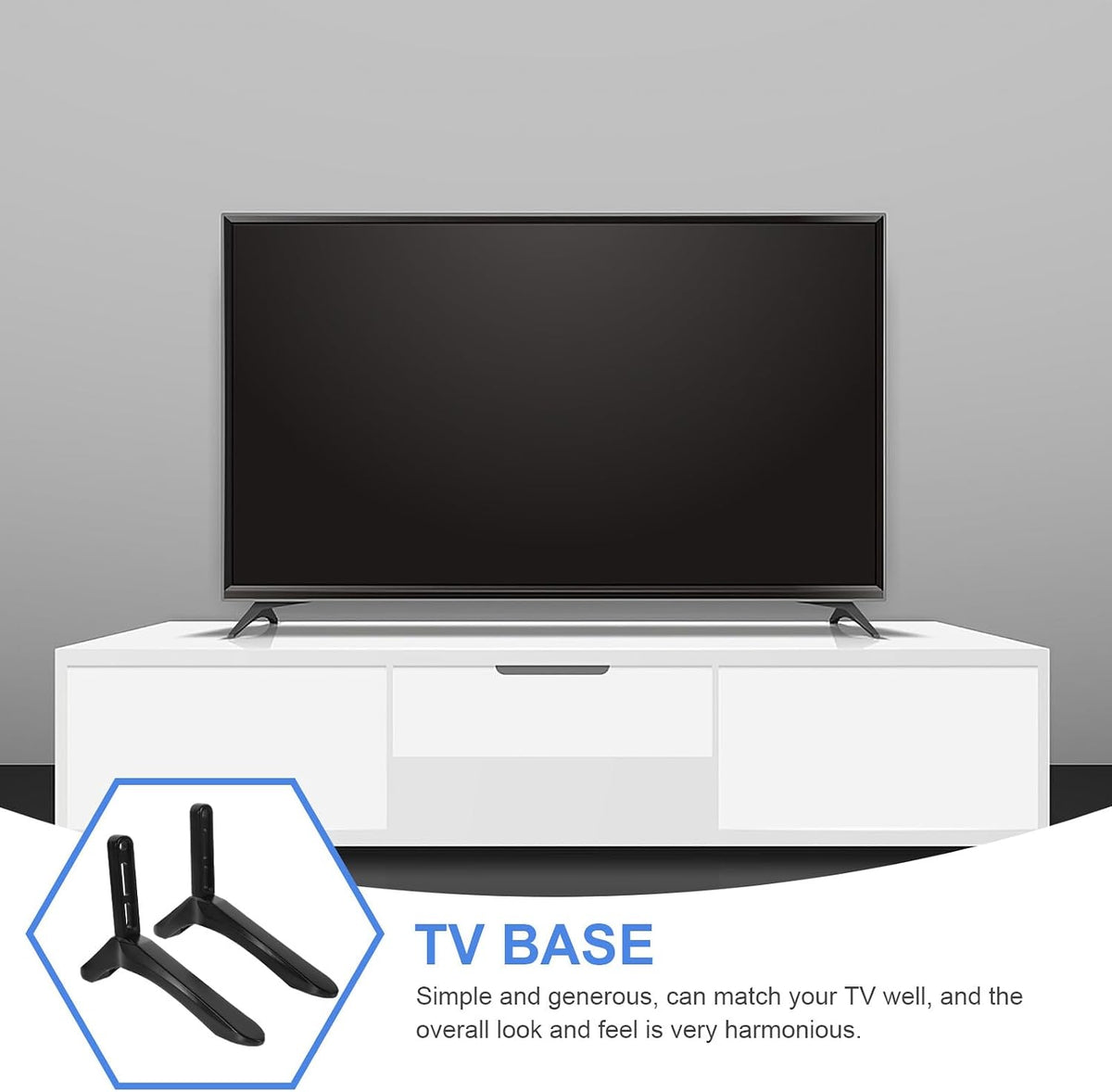 SUPVOX Tv Stand Base Bracket with Screws, Black Tabletop Tv Support Stand for LCD LED Flat Screen Replacement, Stable