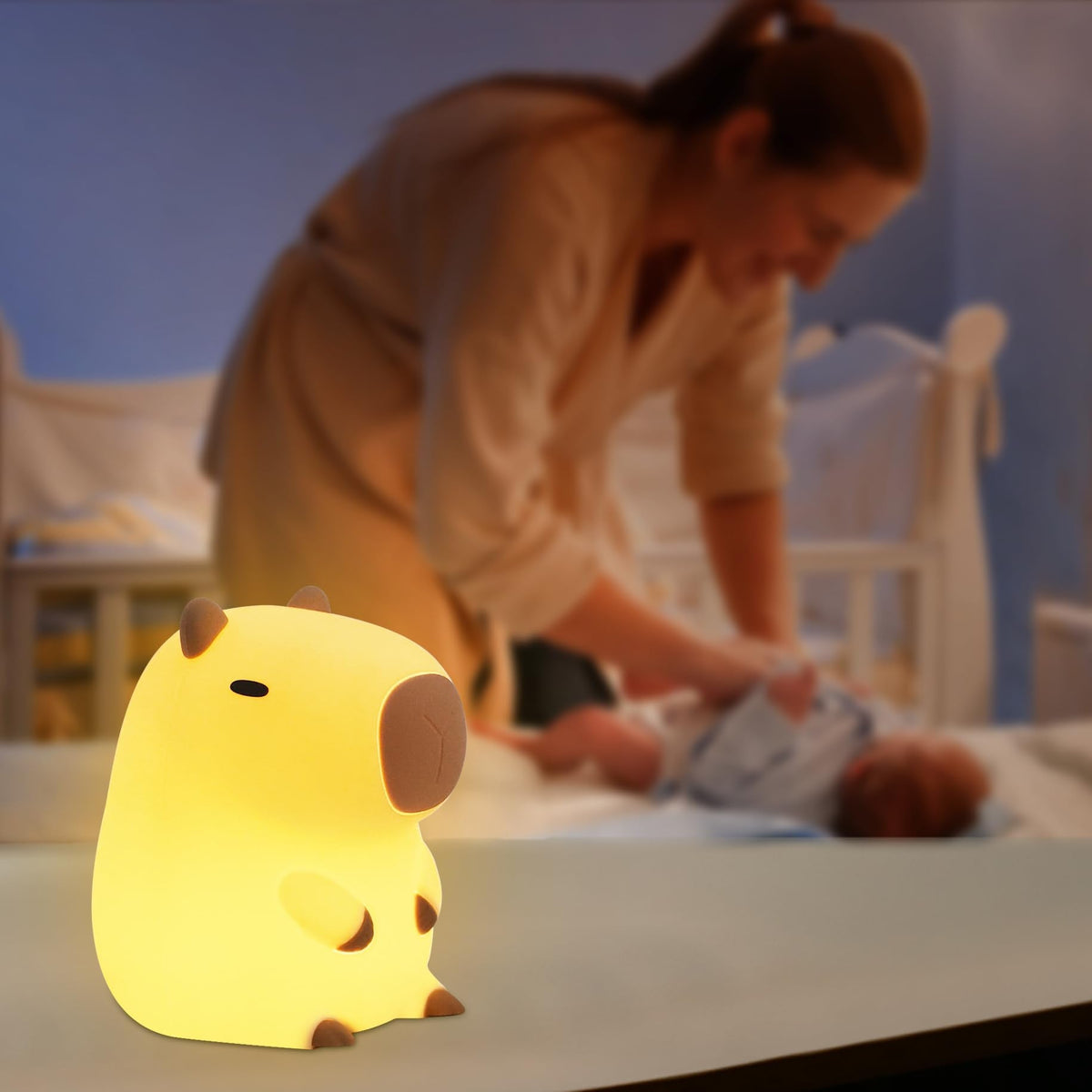 YuanDian Capybara Night Light - Adorable Silicone Lamp for Kids, Babies, Adults | Cute Capybara Gift, Nursery Bedroom Decor
