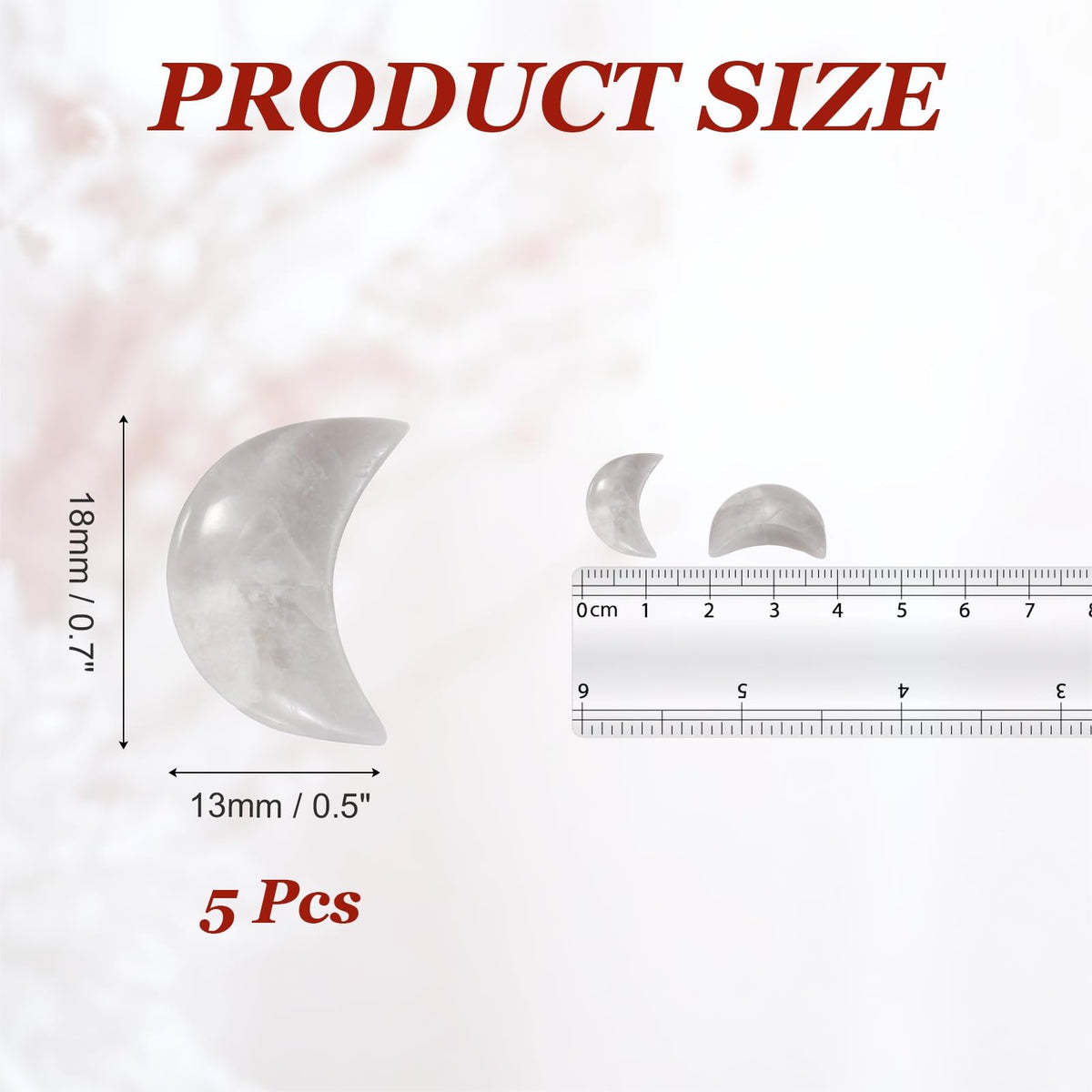 MECCANIXITY 5 Pcs Moon Crystal Worry Stone, 0.5 Inch Length Natural Agate Moon Gemstone Bulk, Carved Pocket Stones for Meditation Balancing Pendant Decor