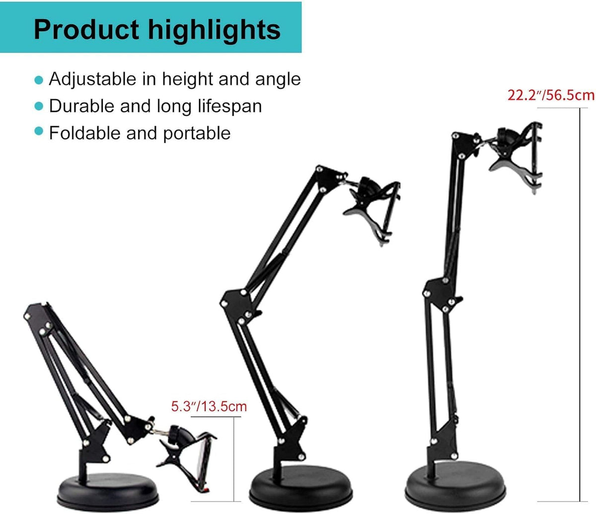 Spedal 1/4" MF920Pro, Desktop Webcam Stand with Weighted Round Base, Adjustable Scissor Arm Camera Mount with Phone