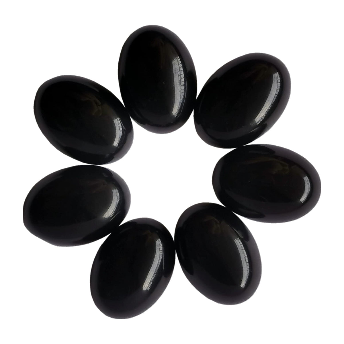 Bacatgem 7 Pcs Black Obsidian Oval Cabochons Flatback Crystal Stone Gemstones Beads for Jewelry Making DIY,18x13mm
