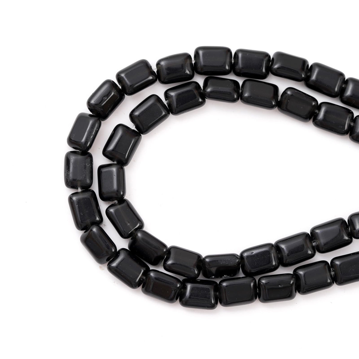 6×8mm Natural Black Agate Flat Square Stone Beads Rectangle Healing Crystals Loose Gemstone Beads for Jewelry Making DIY Bracelets Necklaces