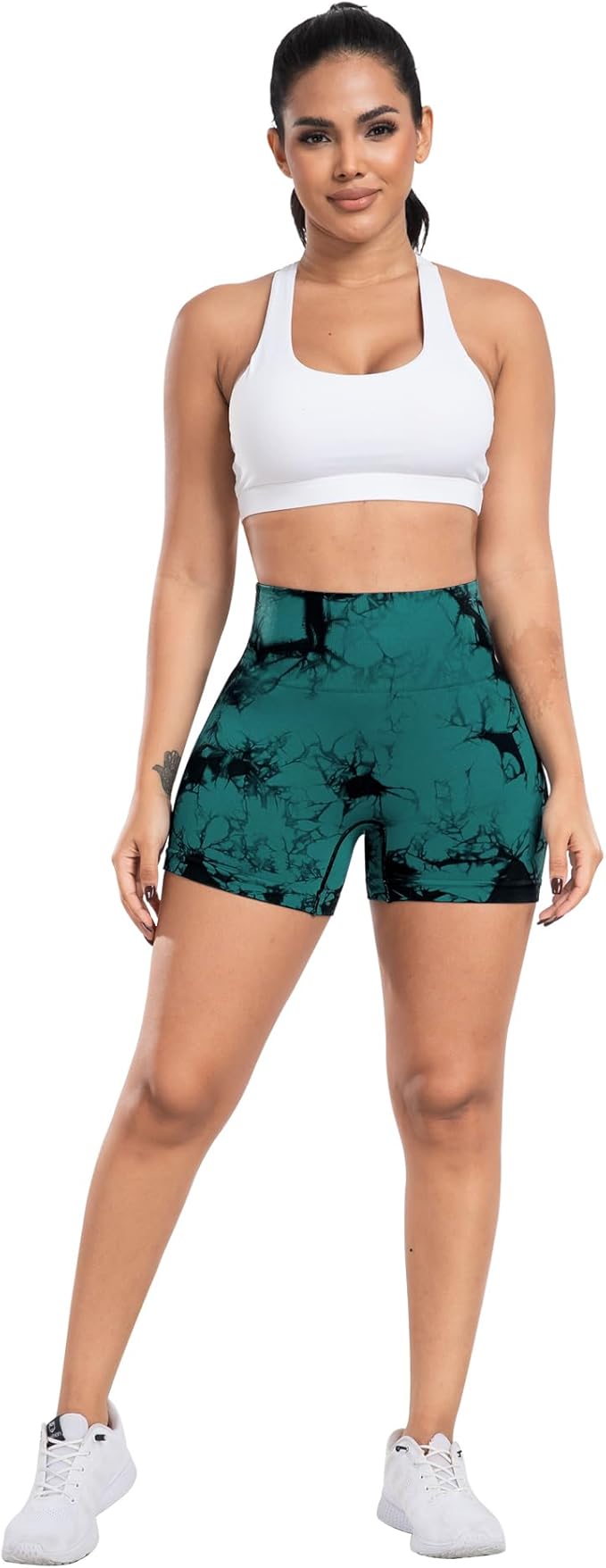 CHRLEISURE Women's 4 Packs Workout Gym Shorts, High Waisted Butt Lifting Scrunch Butt Seamless Booty Shorts